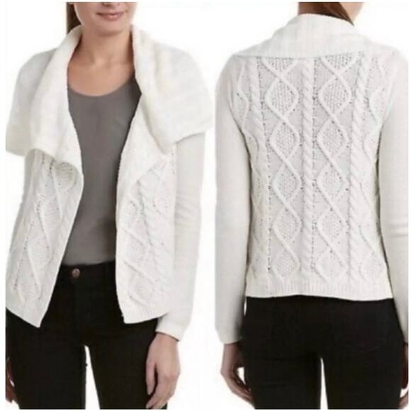 CAbi Cable Sweater White Small Style 193 Old Money Closet Staple Loose Knit EUC - Picture 3 of 9